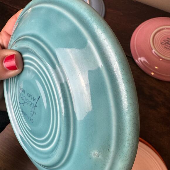 Fiesta FiestaWare Original Vintage & Post 1986 Set of 5 saucers Red Apricot Rose - Picture 12 of 13